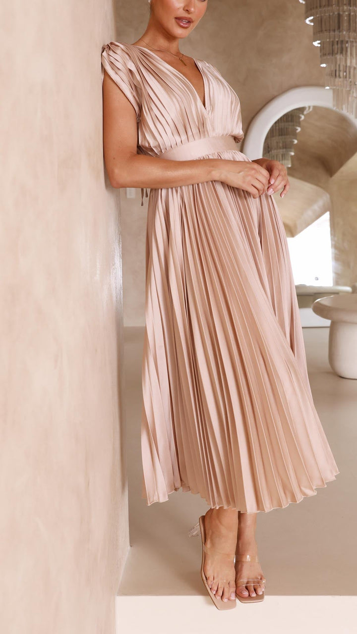 Luxuriously Unforgettable Glamorous Pleated Silk Charmeuse Floor Length Details Dress