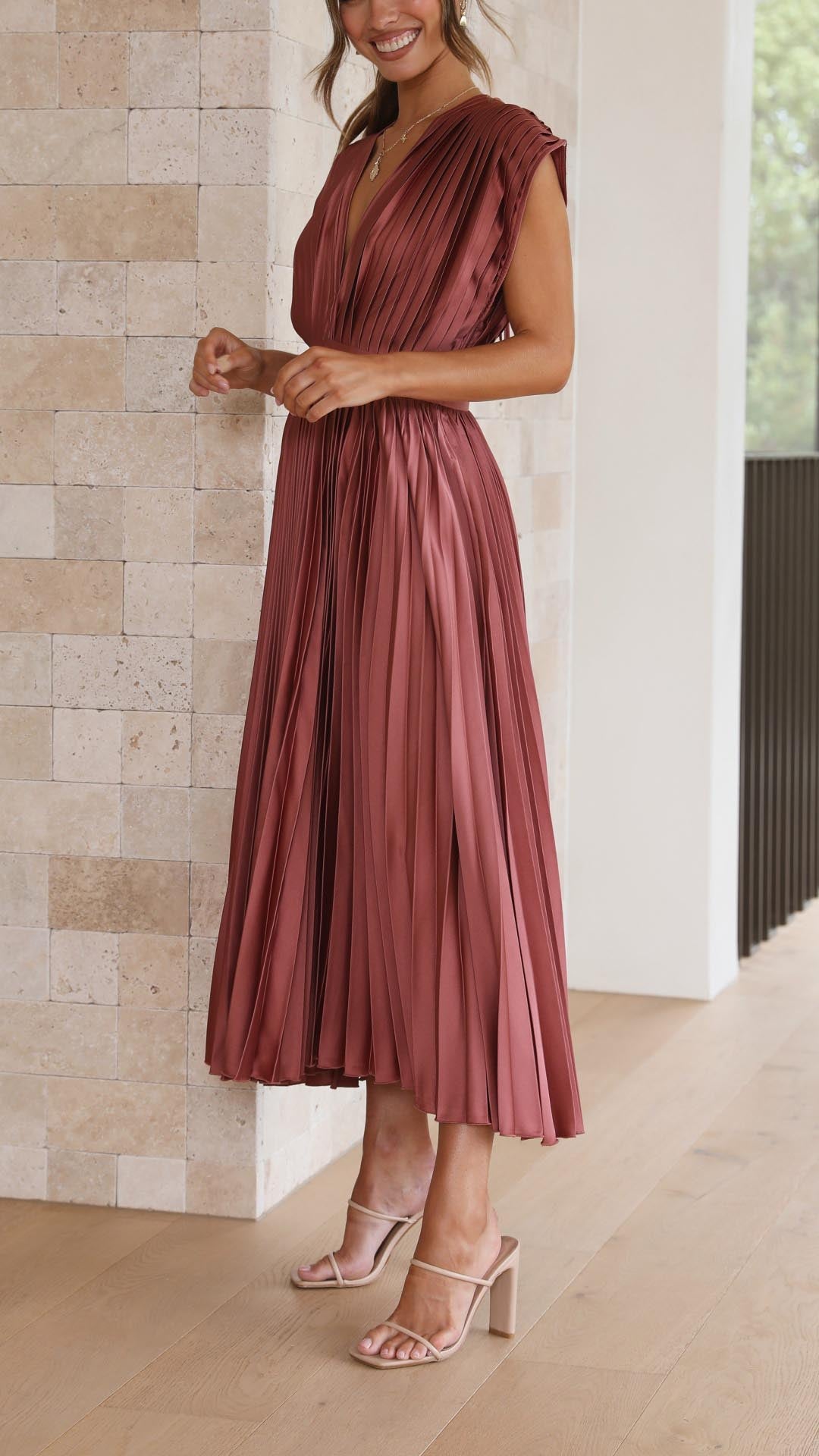 Luxuriously Unforgettable Glamorous Pleated Silk Charmeuse Floor Length Details Dress