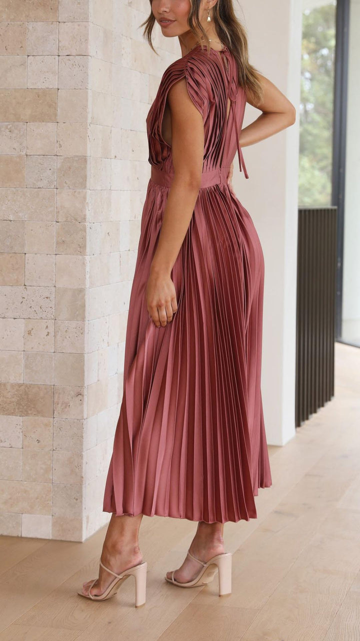 Luxuriously Unforgettable Glamorous Pleated Silk Charmeuse Floor Length Details Dress