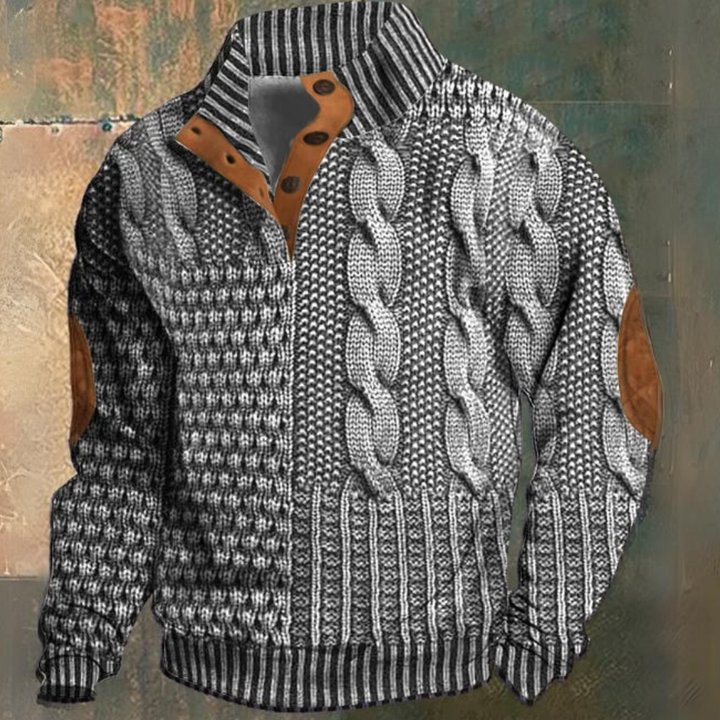 Men's Cable Knit Quarter-Zip Long Sleeve Sweater