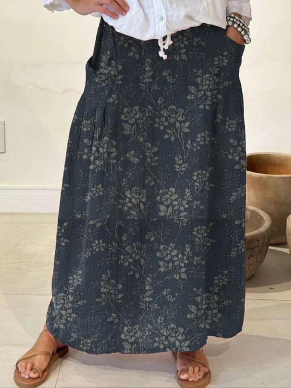 Gemma | Floral Pocket Skirt with Elastic Waistband and Versatile Style