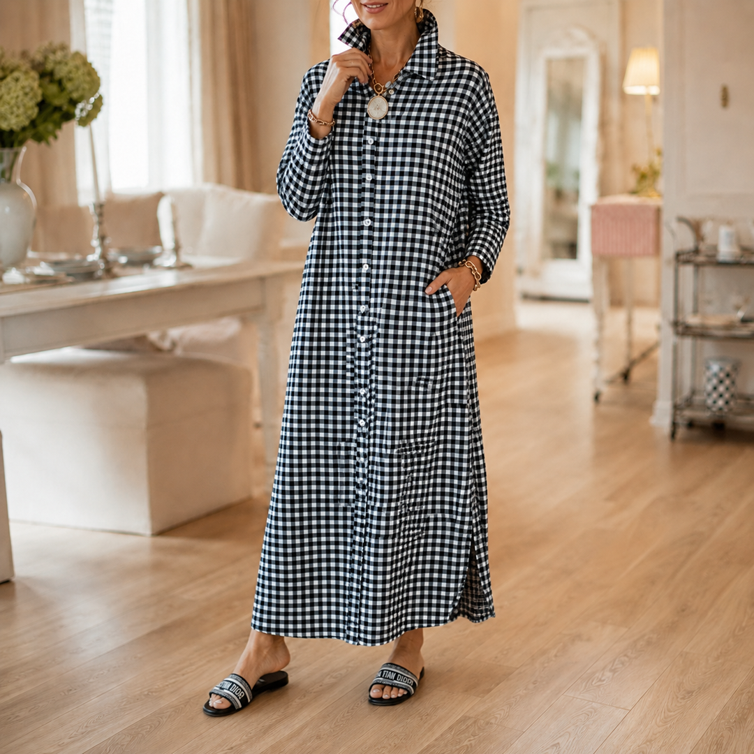 Paisley | Women's Shirt Dress with Checks and Pockets