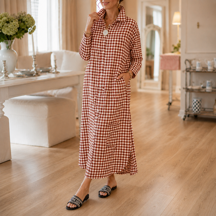 Paisley | Women's Shirt Dress with Checks and Pockets