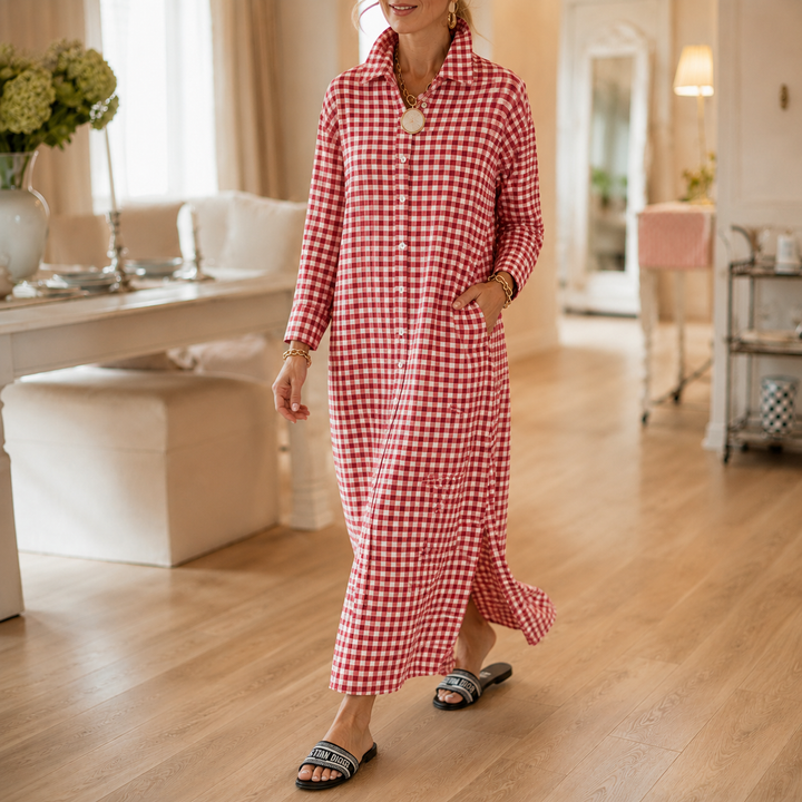 Paisley | Women's Shirt Dress with Checks and Pockets