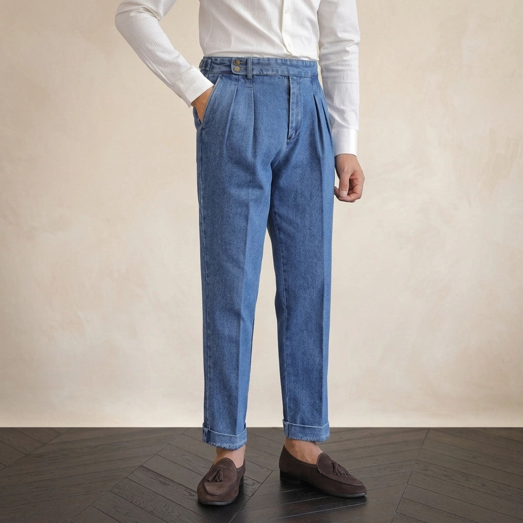 Lorenzo Pleated Denim Pants