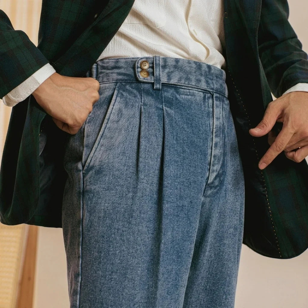 Lorenzo Pleated Denim Pants