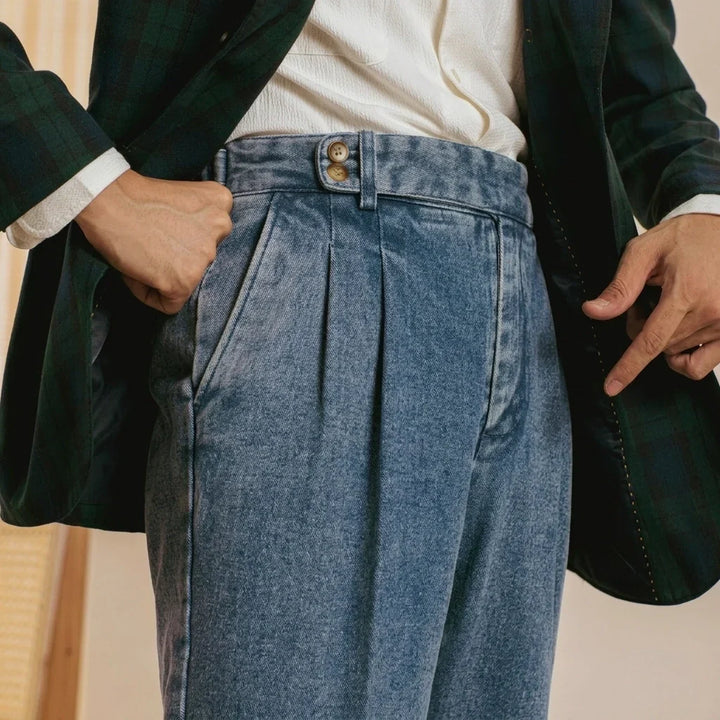 Lorenzo Pleated Denim Pants