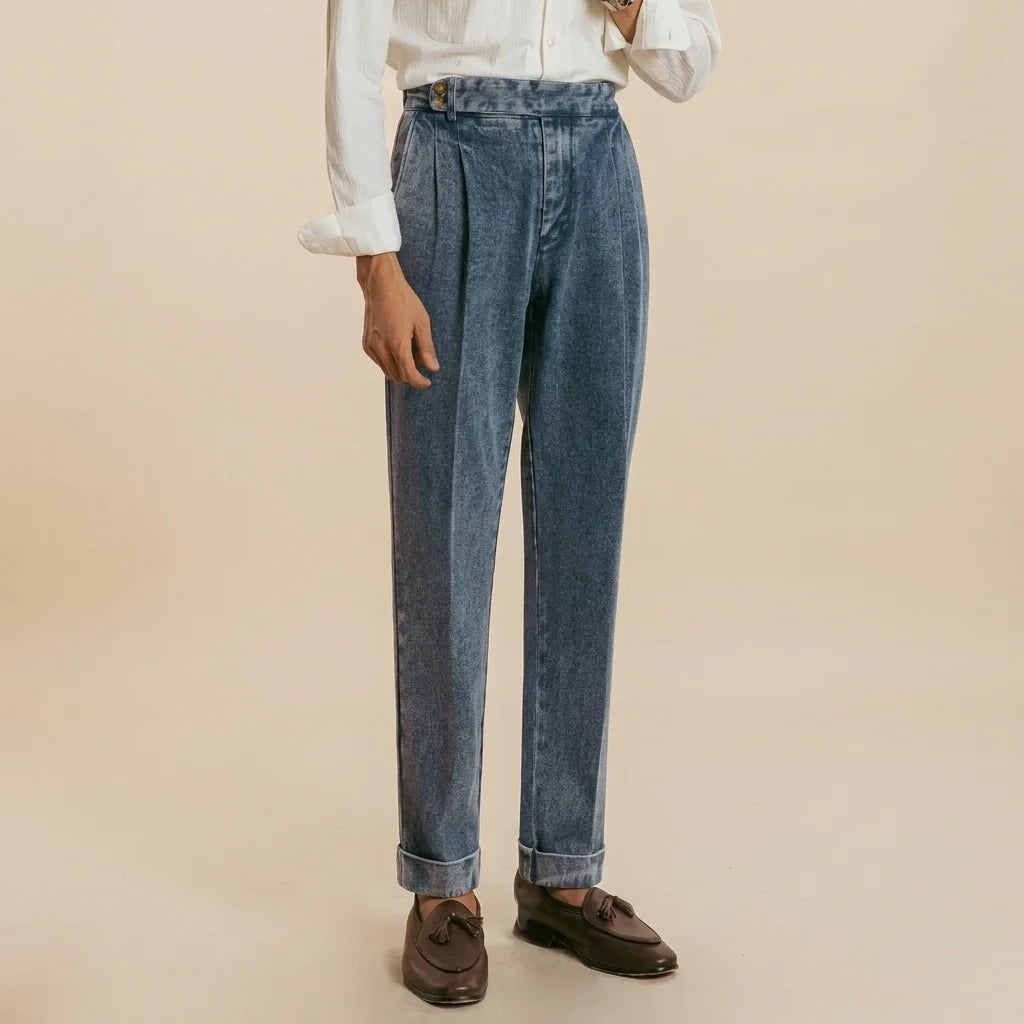Lorenzo Pleated Denim Pants