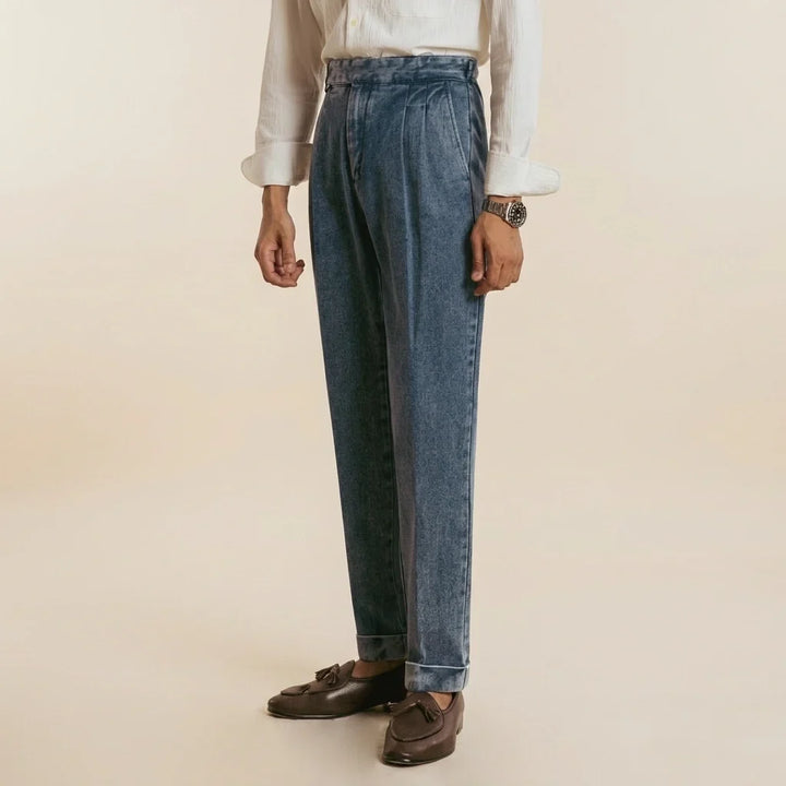 Lorenzo Pleated Denim Pants