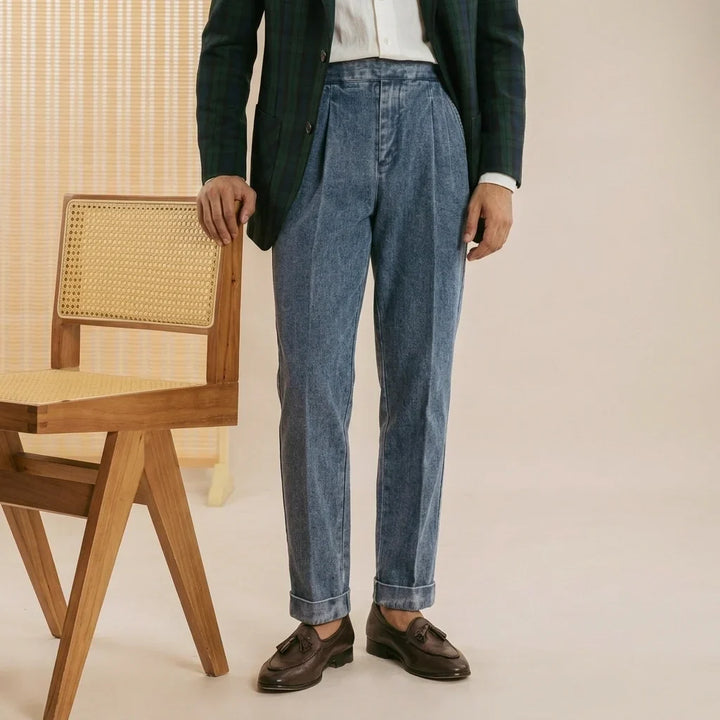 Lorenzo Pleated Denim Pants