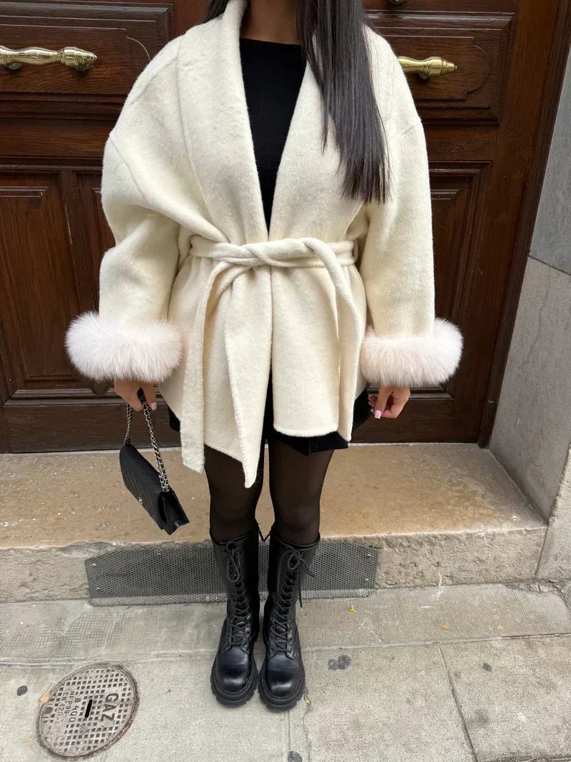 Ladies Winter Coat with Faux Fur Collar