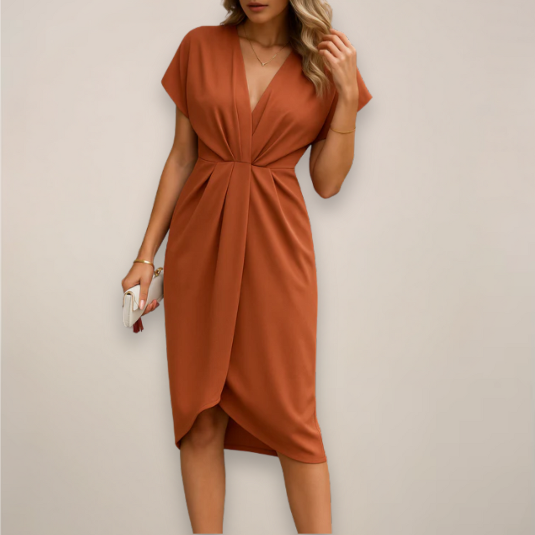 Luxurious Adjustable Wraparound Premium Crepe With Effortless Draped Silhouette Dress