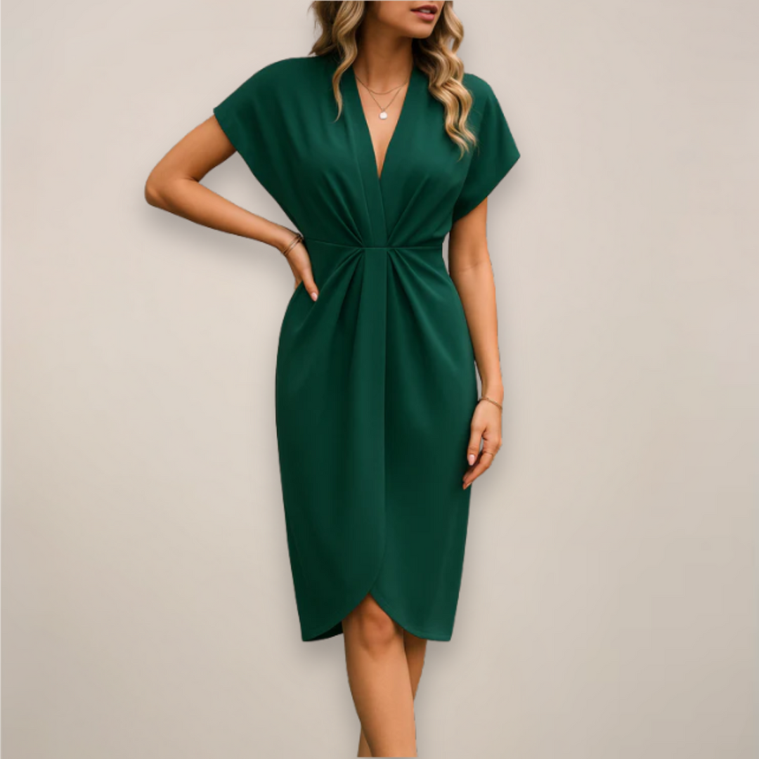 Luxurious Adjustable Wraparound Premium Crepe With Effortless Draped Silhouette Dress