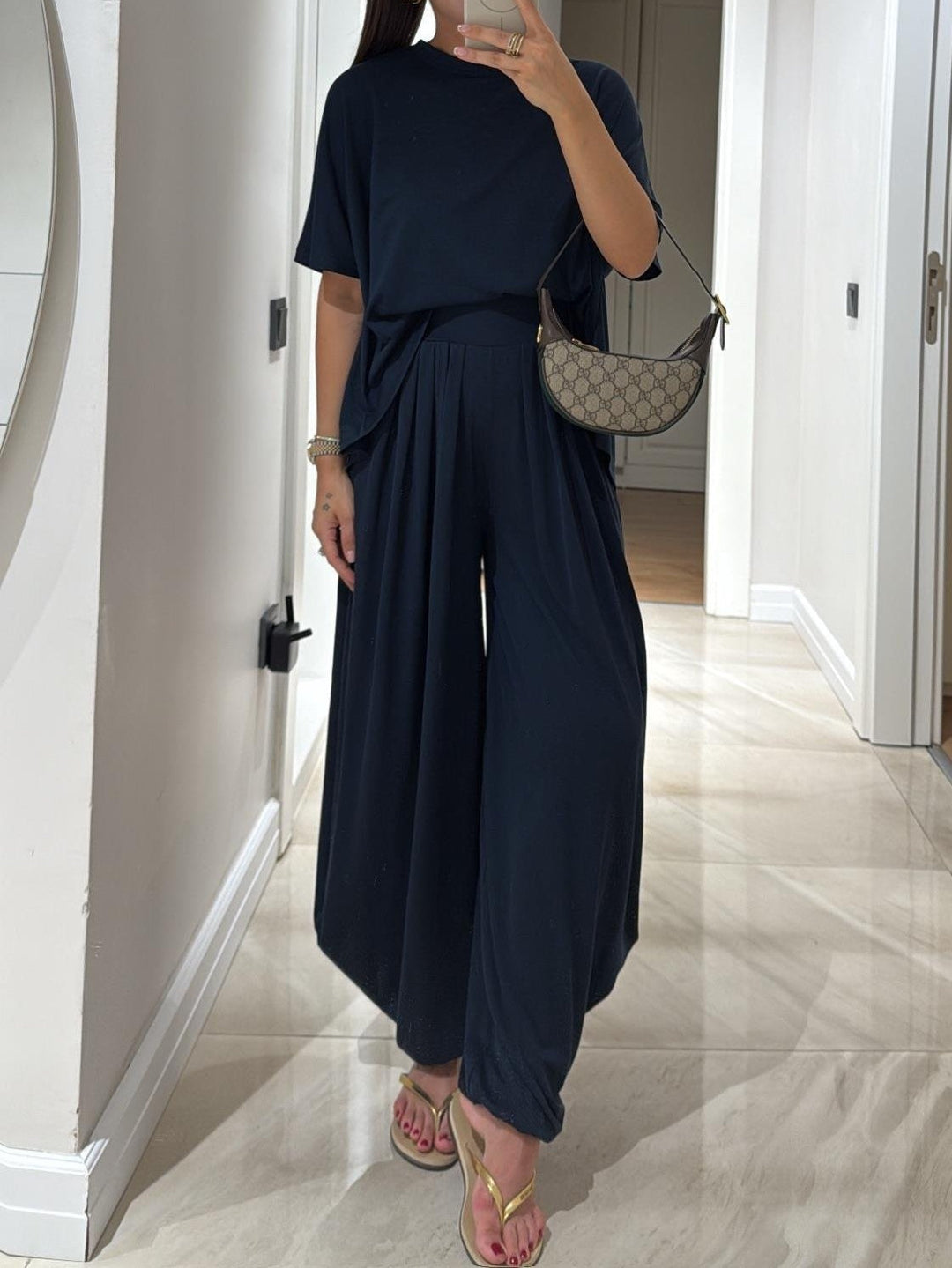 Hallie | Casual Top with Relaxed Fit and Wide-Leg Trousers