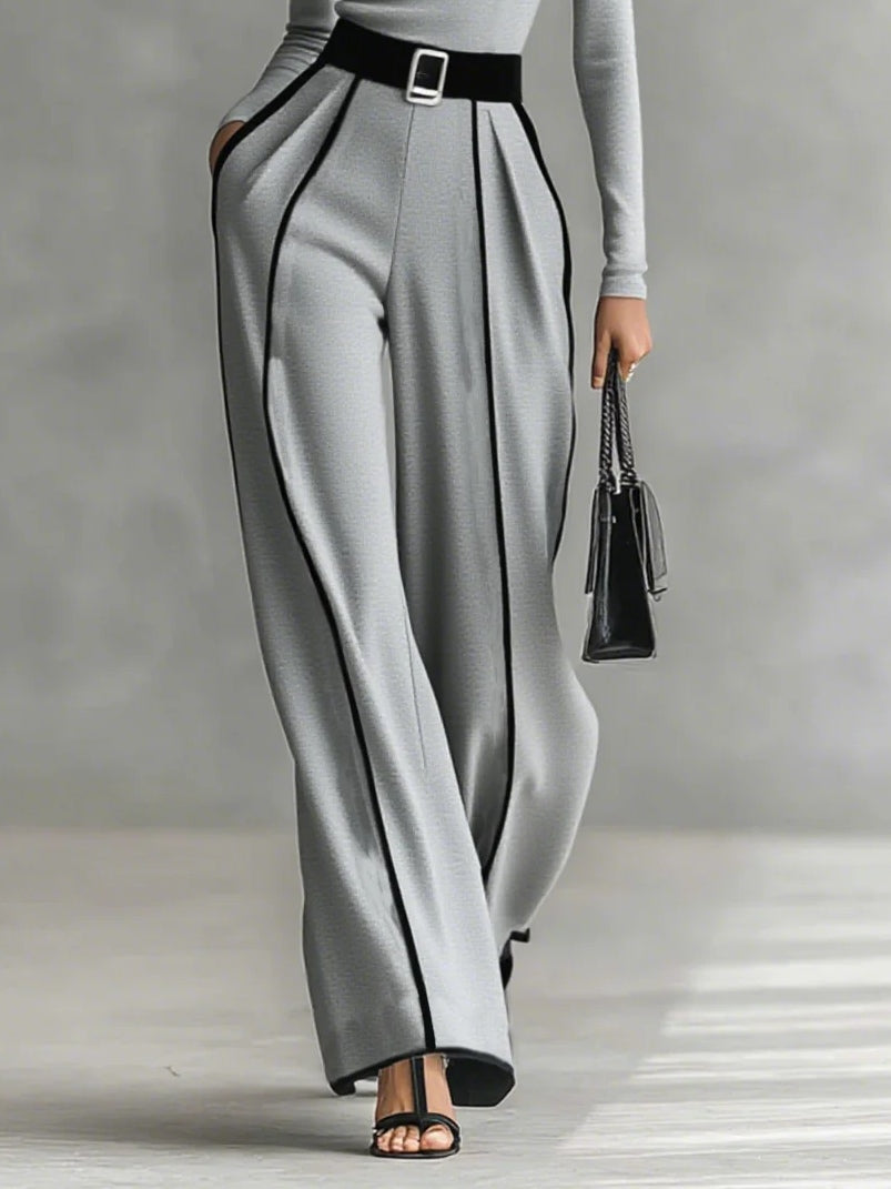 Cassidy | High-Neck Top with Wide-Leg Trousers and Belt