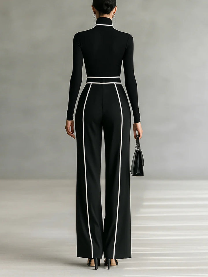 Cassidy | High-Neck Top with Wide-Leg Trousers and Belt
