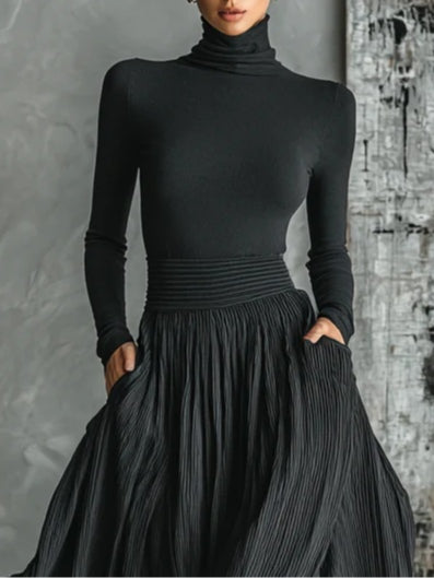 Willow | Turtleneck and Pleated Skirt Set with Versatile Style