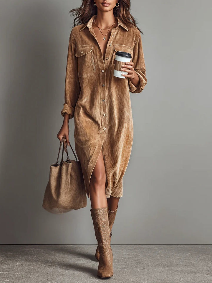Effortlessly Elegant Flared Hemline Luxurious Velvet Crepe Weave Everyday Wear Dress