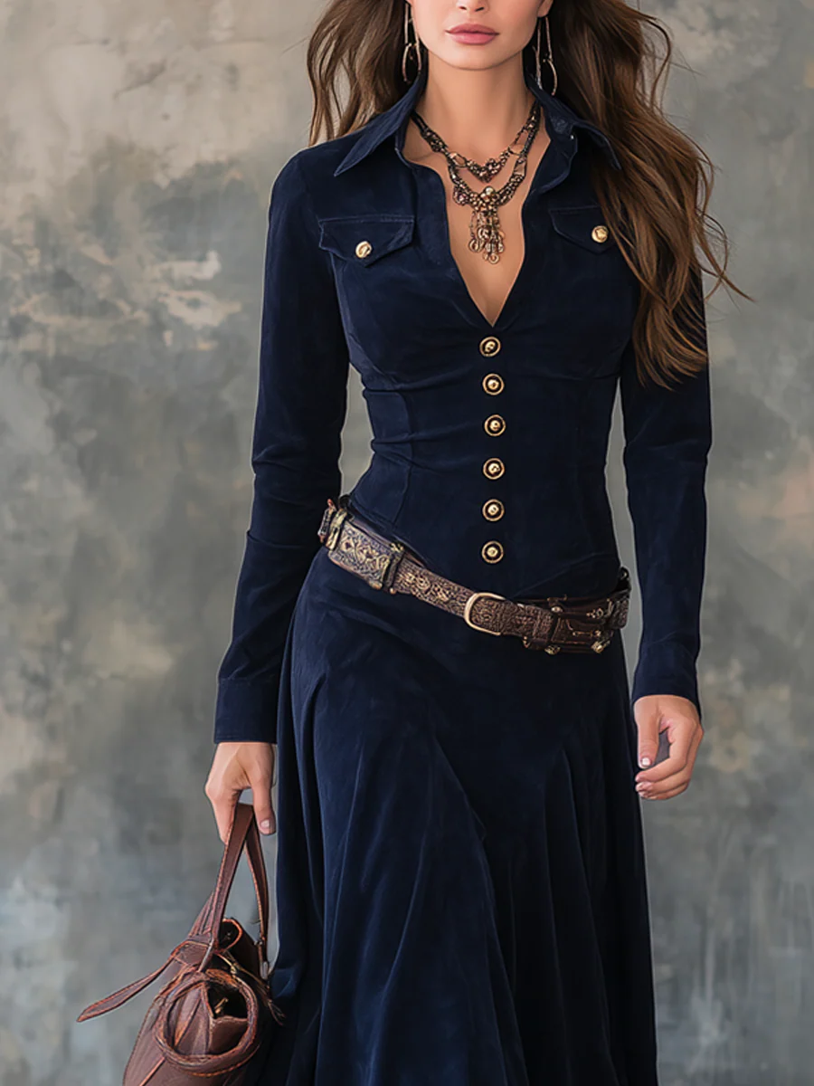 MILANA | Chic Suede-Texture Maxi Dress