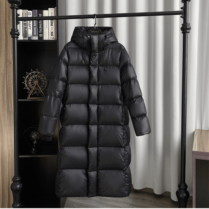 Ladies Long Padded Puffer Jacket with Hood