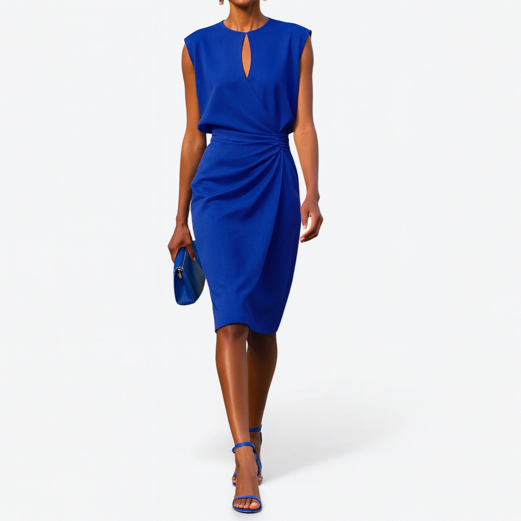 Elegant Figure Flattering Silhouette Matte Satin Crepe With Intricate Detailing Dress