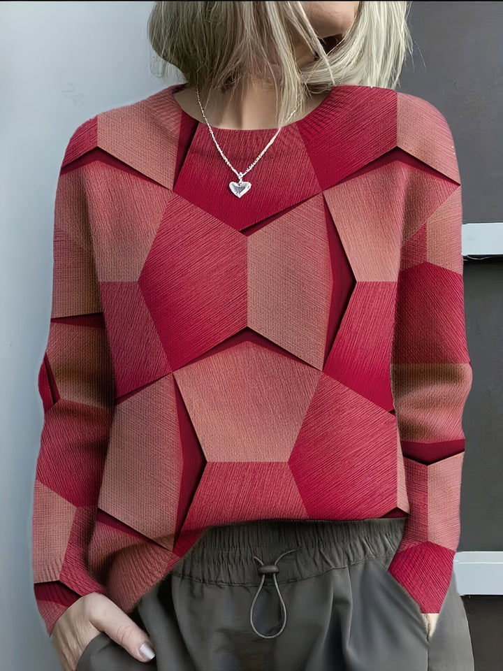 LUCIA – GEOMETRIC COLOR BLOCK KNIT SWEATER