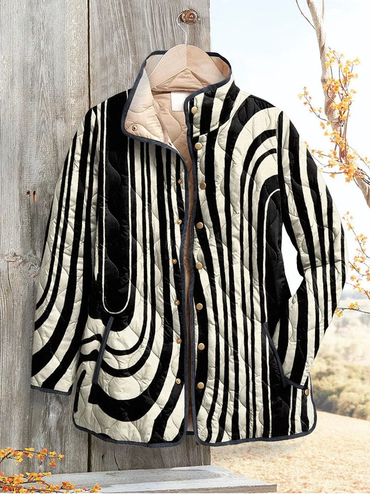 Women Abstract Geometric Pattern Casual Jacket