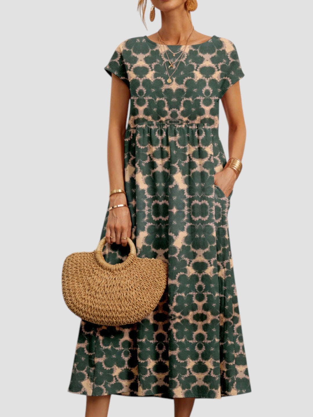 Women’s Vintage Print Chiffon Maxi Dress – Feminine Flow Garden Party Elegant Dress