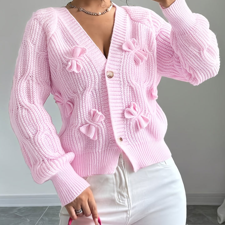 Juniper | Soft Cardigan with Bow Detail and Long Sleeves