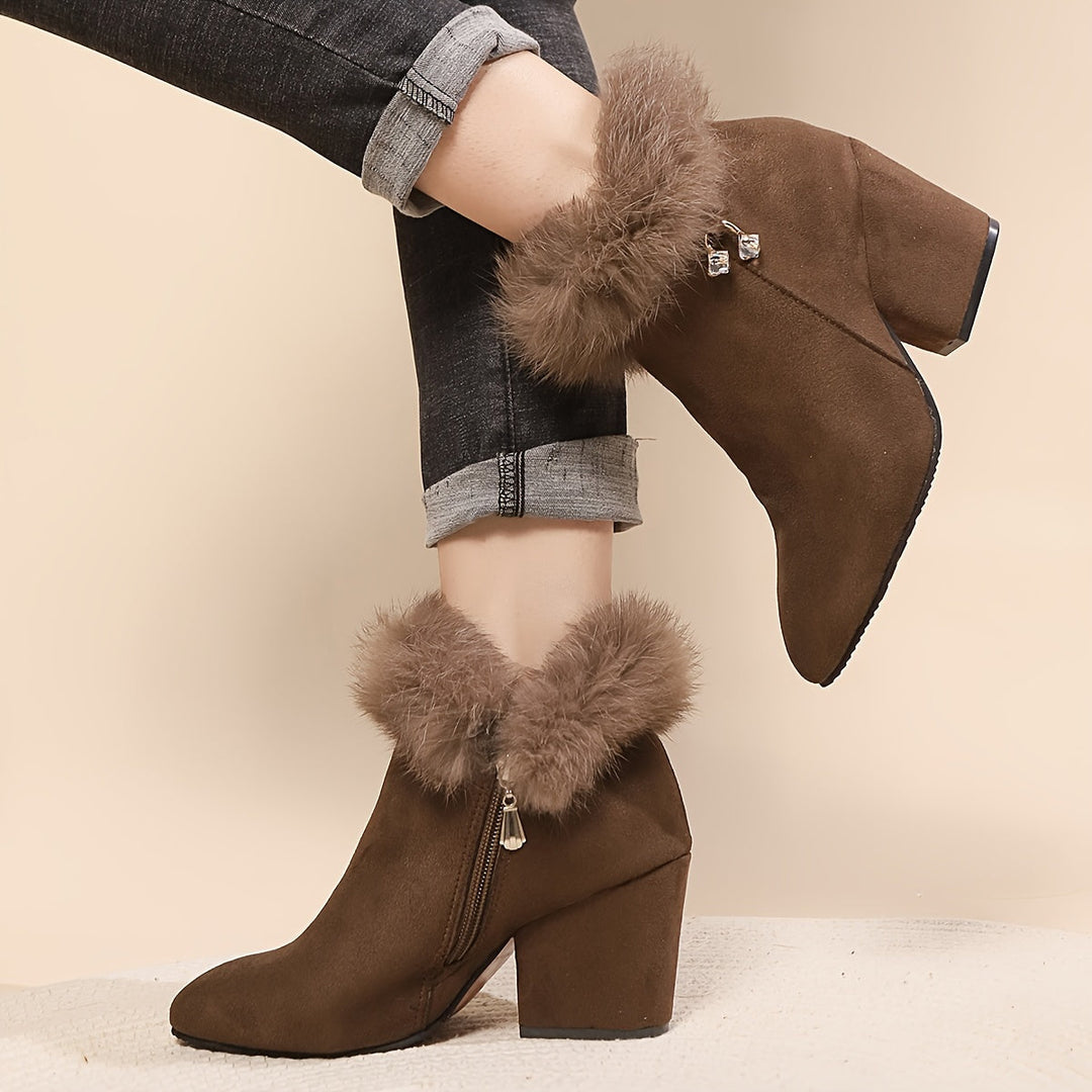 Frances | Warm Block Heel Ankle Boots