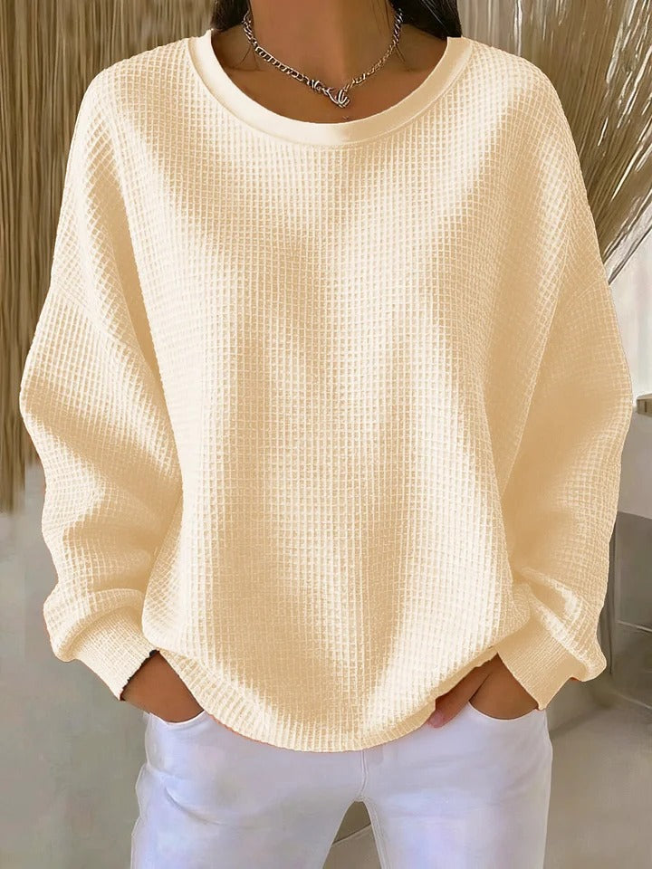 Sienna | Women's Textured Sweater with Crewneck and Cuff