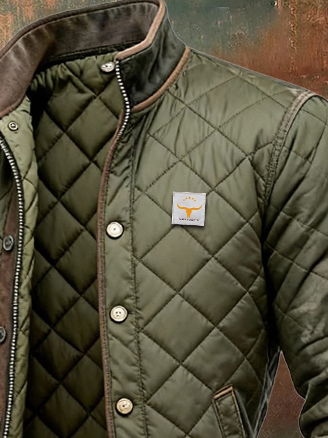 Men's Quilted Classic Winter Coat with Buttons