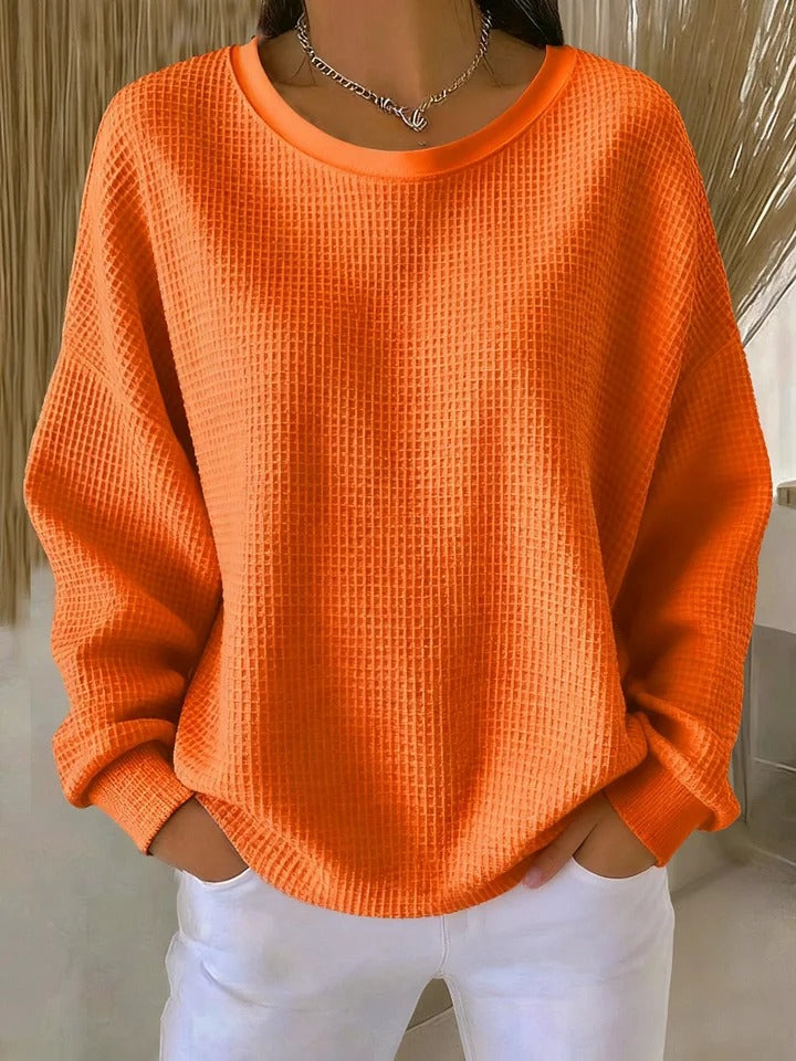 Sienna | Women's Textured Sweater with Crewneck and Cuff