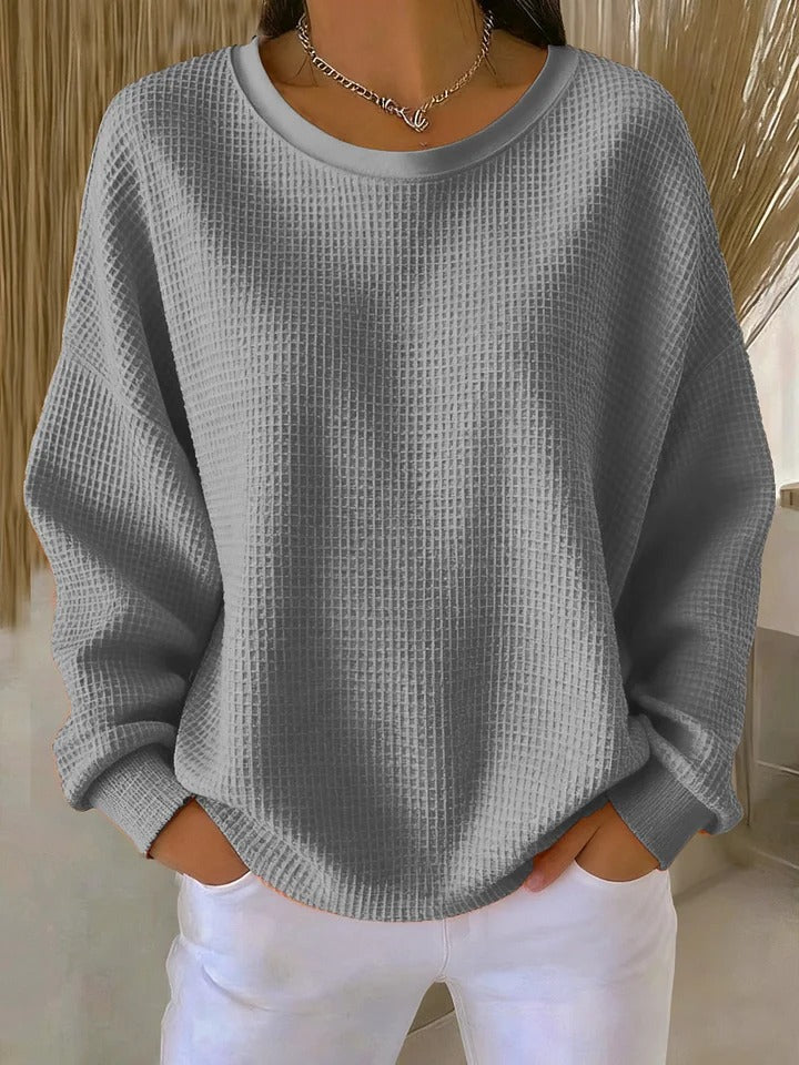 Sienna | Women's Textured Sweater with Crewneck and Cuff