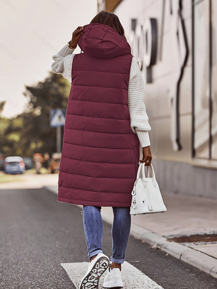 Helen | Long Padded Vest with Hood