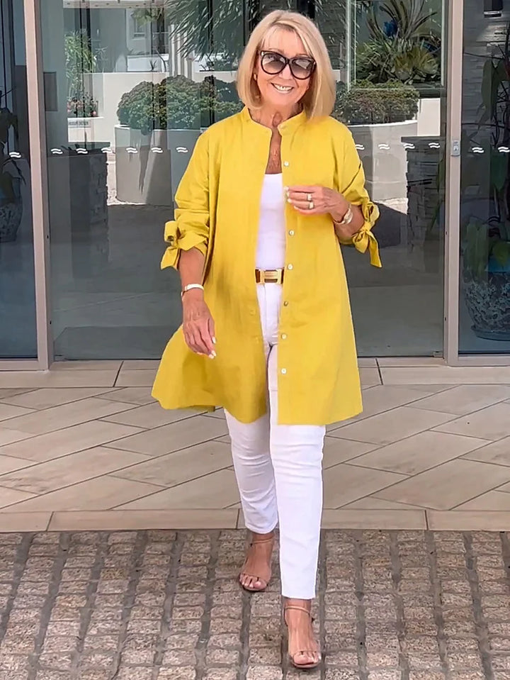 Elliora - Gathered Back Cotton Shirt Jacket