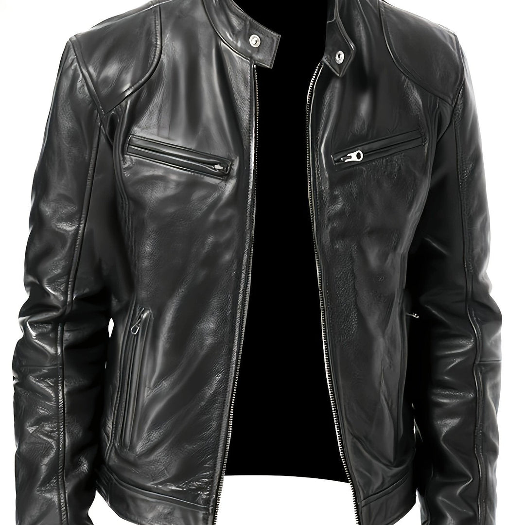 Bryson | Moto Jacket with Stand-Up Collar