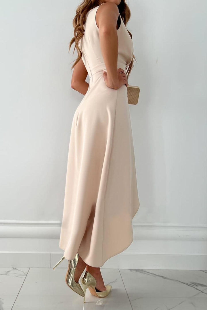Luxurious Waist Defining Wrap Silky Crepe Texture With Flattering V-Neckline Dress