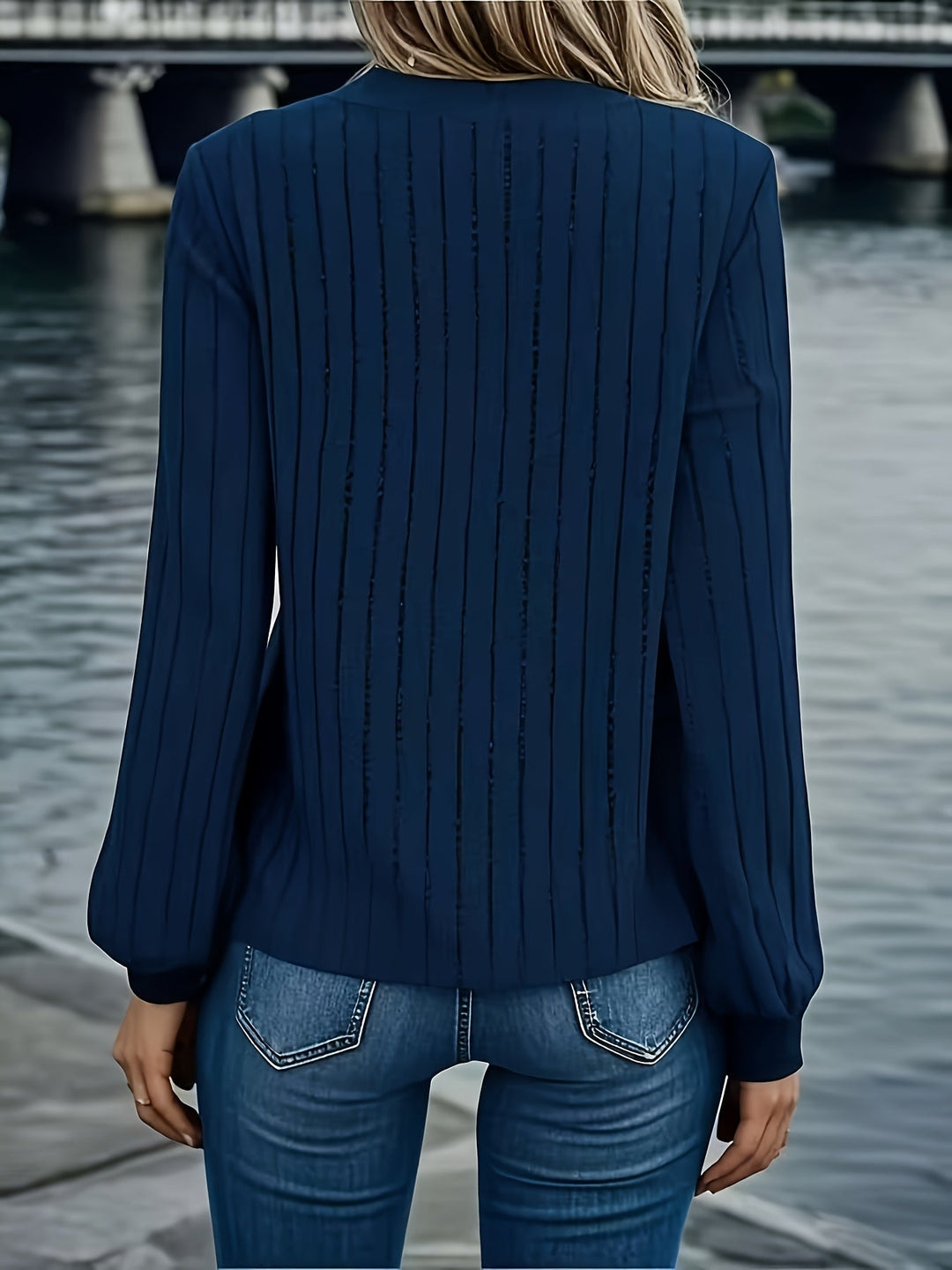 Joan - Stylish Rib V-Neck Sweatshirt