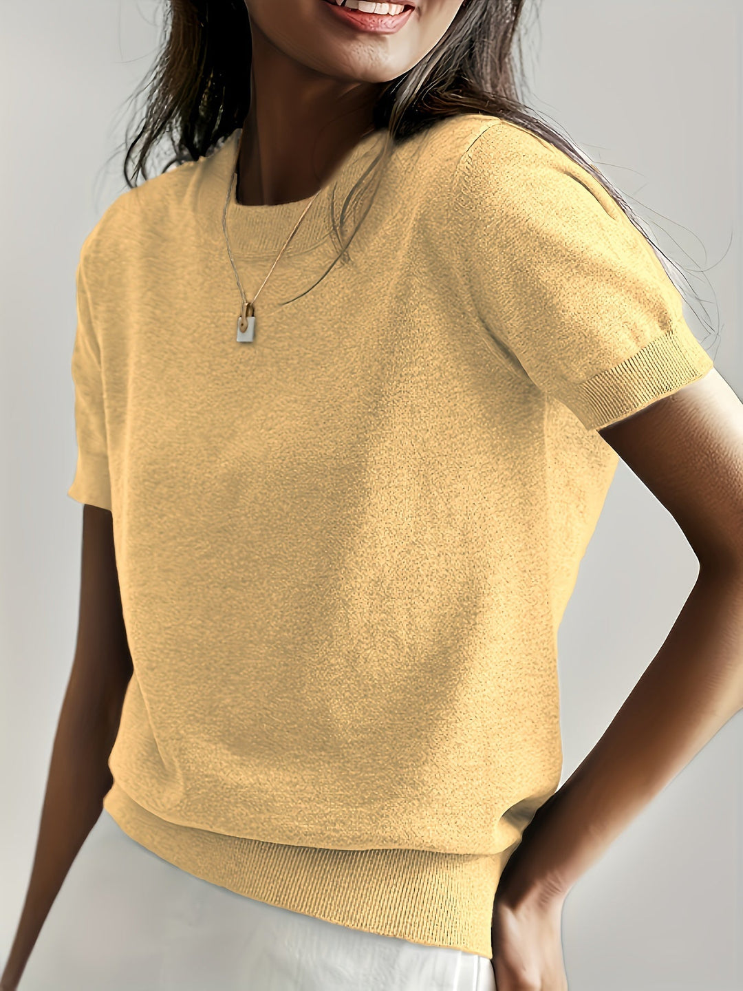 Harriet | Fine Knit Short Sleeve Sweater