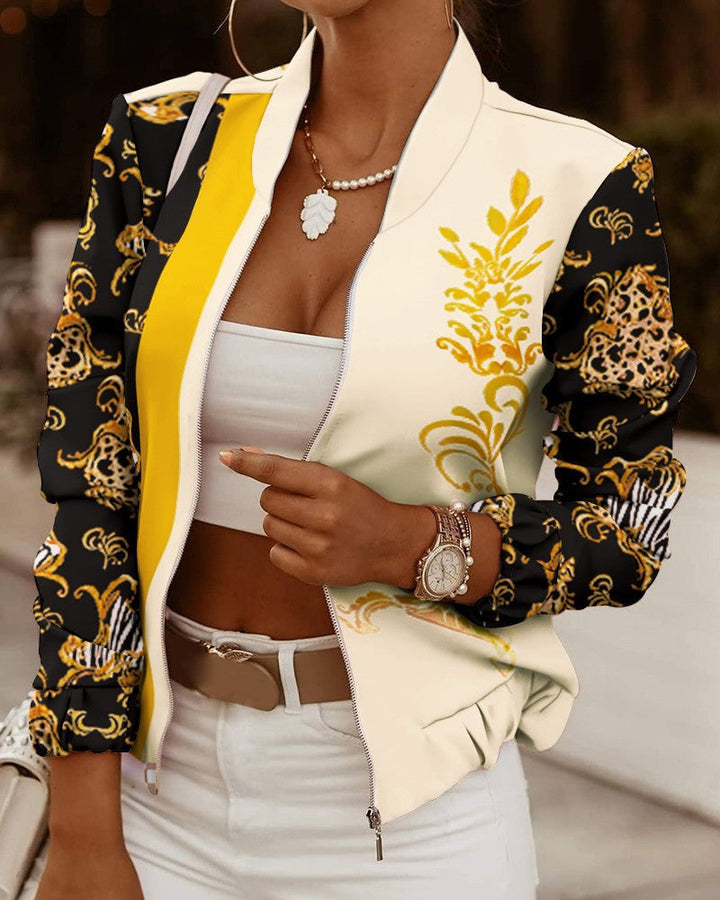 Adalyn | High Neck Shaped Draped Bomber Jacket