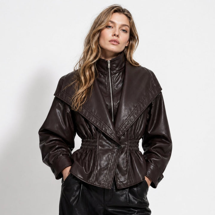 Agnes | Nonchalant Tailored Leather Jacket with Notch Lapel