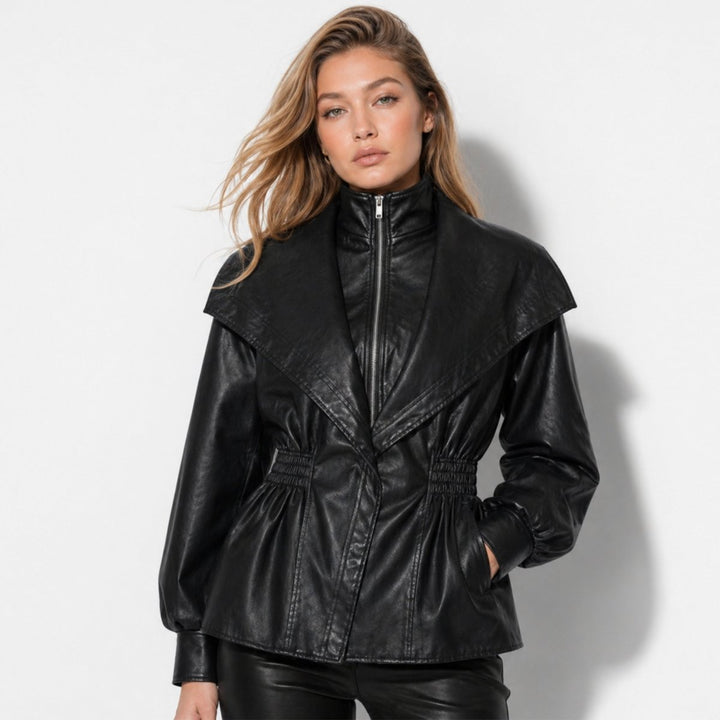 Agnes | Nonchalant Tailored Leather Jacket with Notch Lapel