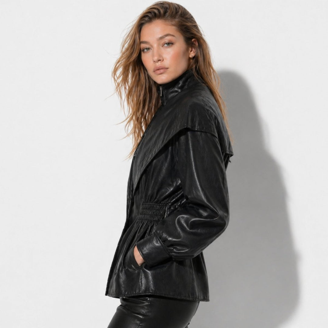 Agnes | Nonchalant Tailored Leather Jacket with Notch Lapel