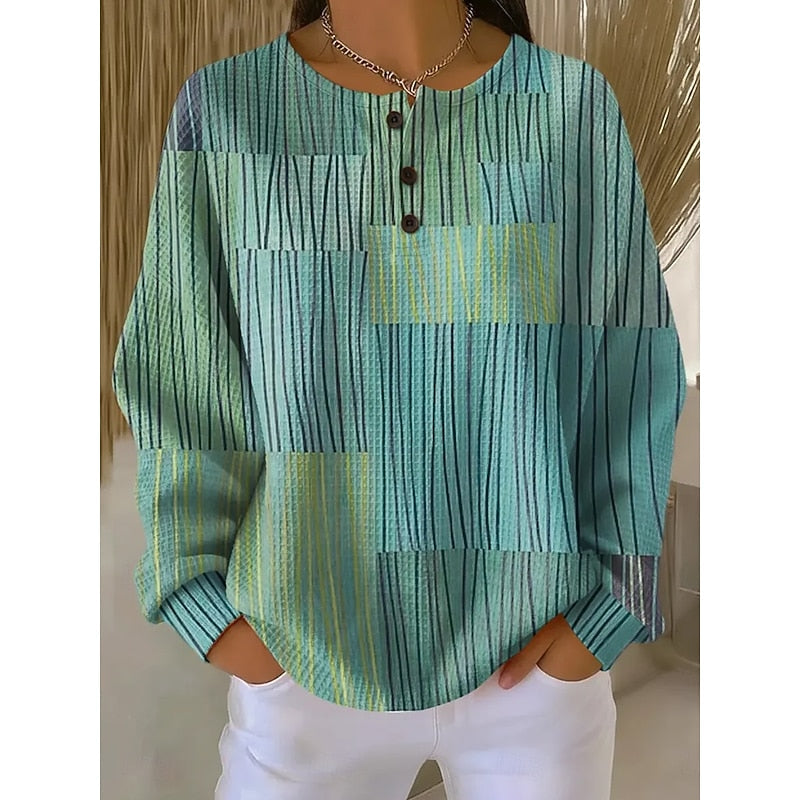 Melody | Sweatshirt with Button Neck Print