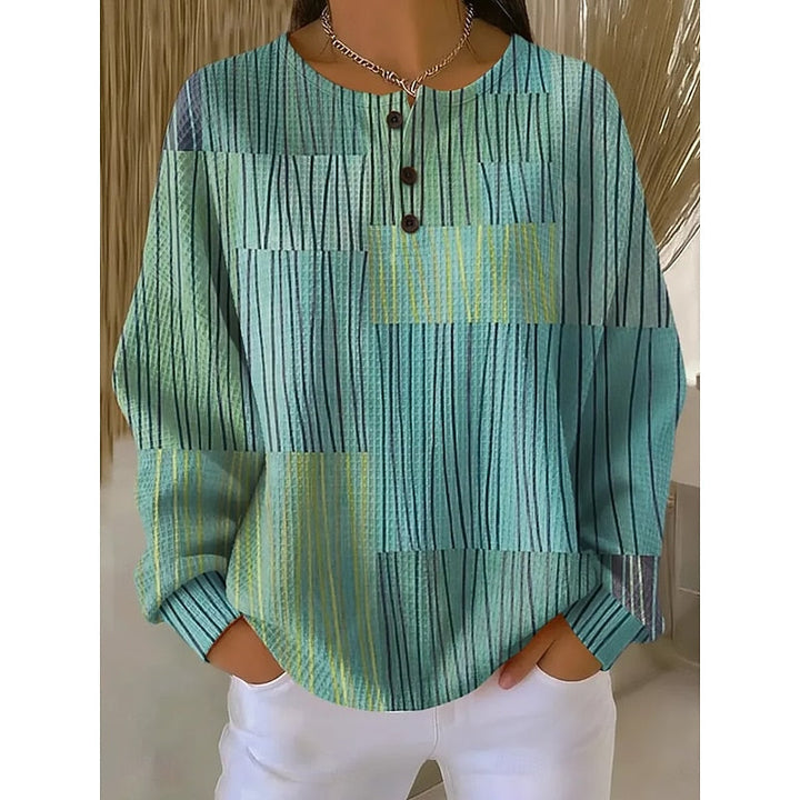 Melody | Sweatshirt with Button Neck Print