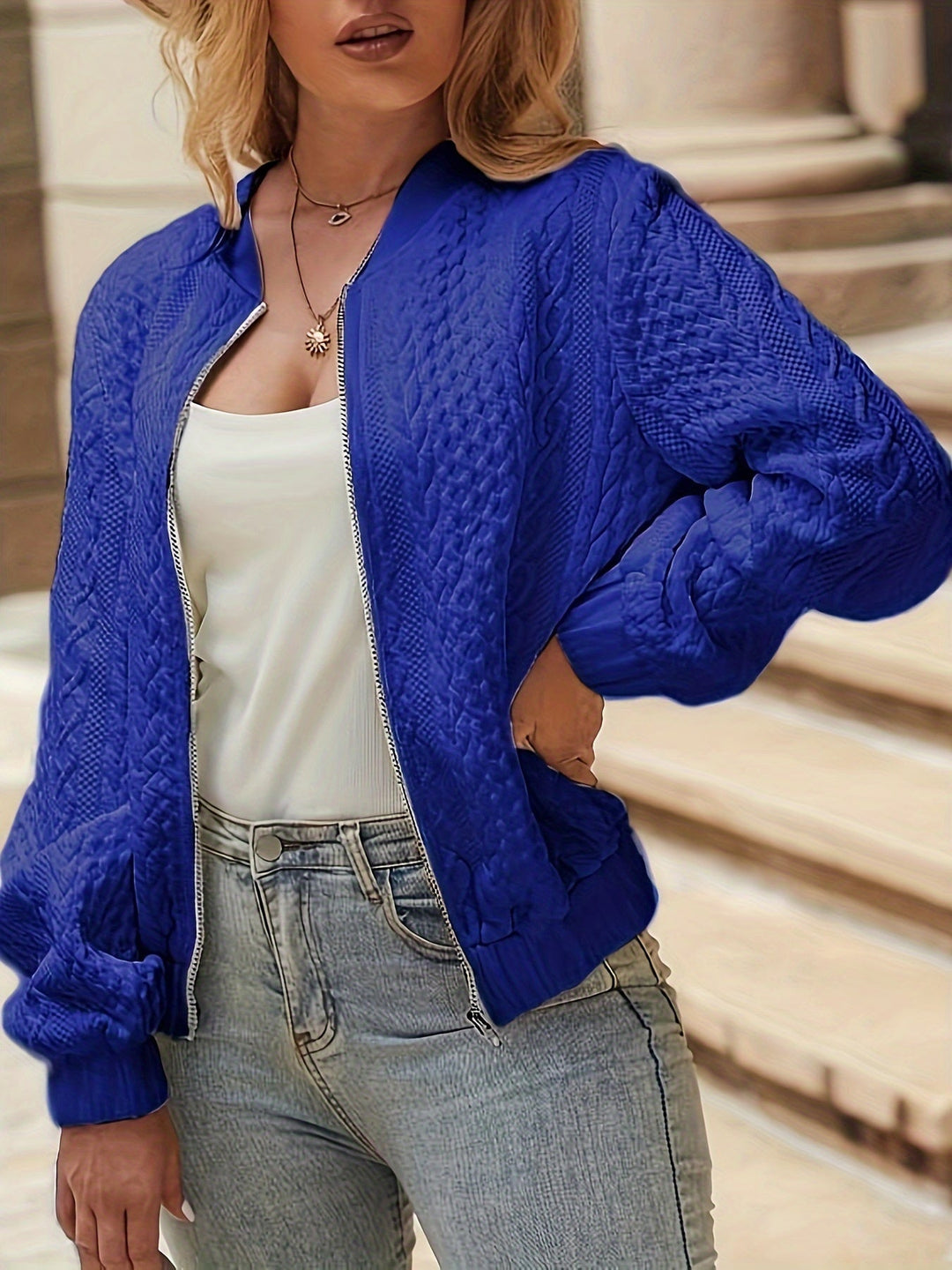 Jeanne | Longline High Neck Timeless Bomber Jacket