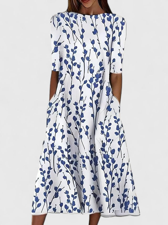 Super Extravagant Illustrious Floral Print Satin Crepe Georgette Embellishment Midi Dress