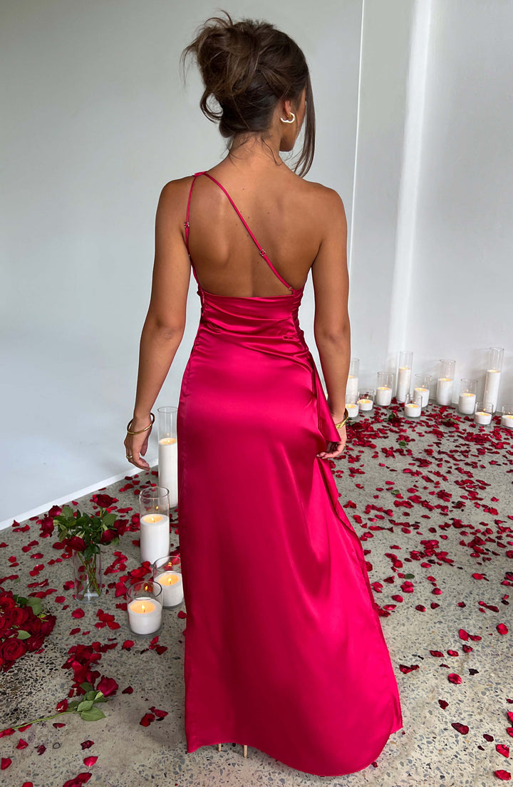 Glamorous Sculpted One Shoulder Ultra Smooth Satin Figure Flattering Silhouette For Wedding Dress