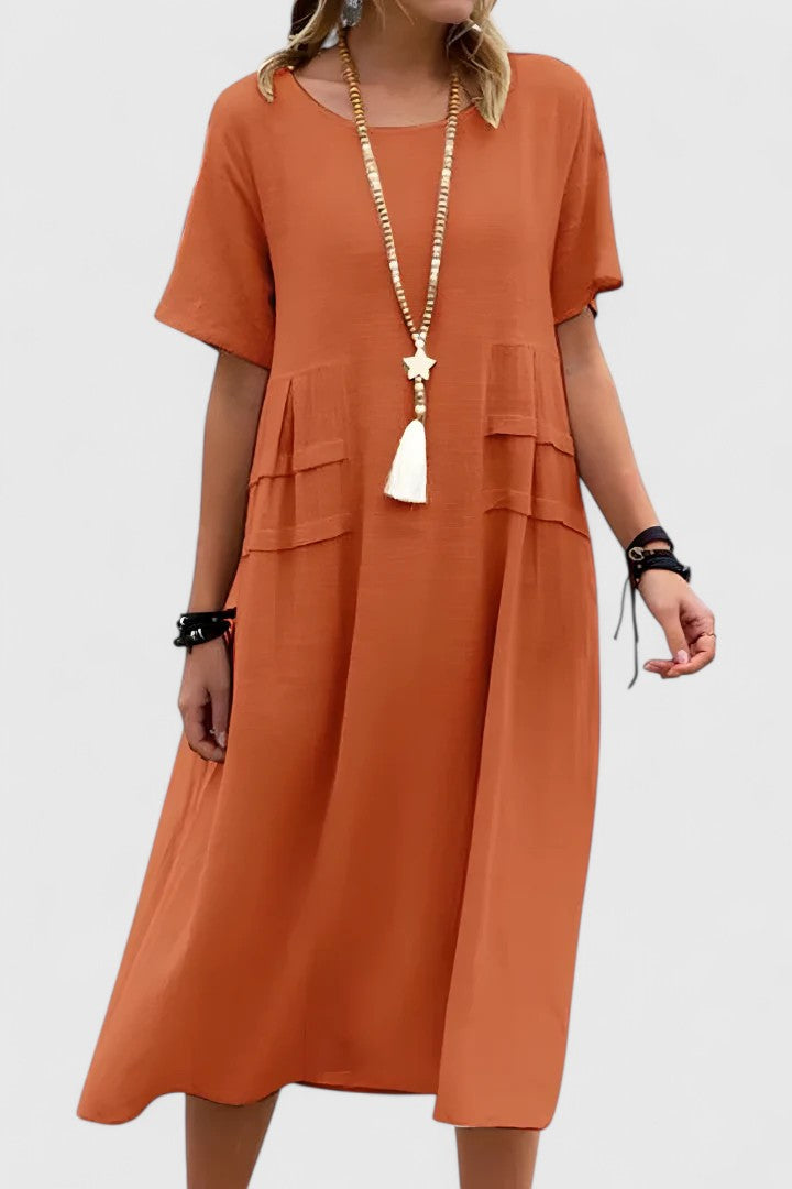 Elegant Flattering Midi Length Luxurious Crepe Fabric With Elongating Silhouette Dress